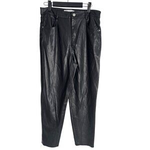 Zara Size 10 Faux Leather Black Pants With Side Pockets